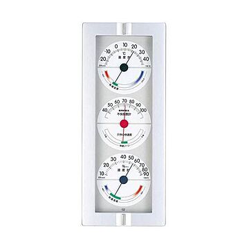 (まとめ)EMPEX 温度・湿度計 快適モニター(温度・湿度・不快指数計) 掛用 CM-635 ホワイト【×2セット】