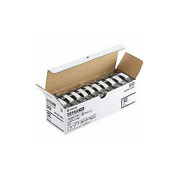 キングジム SS12K-10PN テプラPROテープ エコパック 白 黒文字 12mm幅 8m 10個入 管理No. 4971660774739