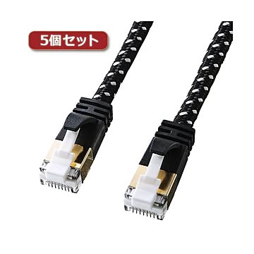 5個セット サンワサプライ つめ折れ防止カテゴリ7細径メッシュLANケーブル KB-T7ME-10BKWX5
