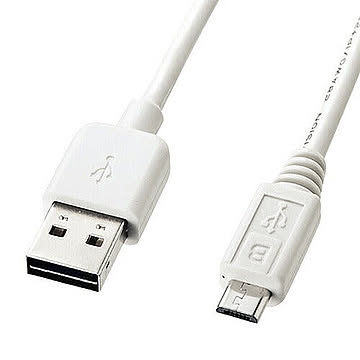 サンワサプライ　両面挿せるマイクロUSBケーブル(MicroB)ホワイト　KU-RMCB2W 管理No. 4969887843130
