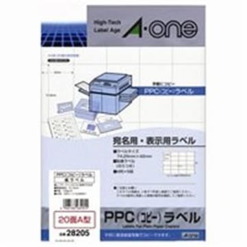 エーワン PPCラベル/コピー機用ラベルシート A4/20面A 100枚 28205