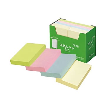(まとめ) スガタ ふせん ノートミニ 75×50mm 4色 P7550 1セット(30冊：10冊×3パック)  【×5セット】