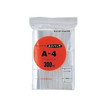 （まとめ） セイニチ ユニパック チャック付ポリエチレン ヨコ50×タテ70×厚み0.04mm A-4 1パック（300枚） 【×5セット】