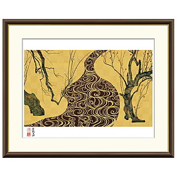 額絵 紅白梅図 尾形光琳 52x42cm 三幸