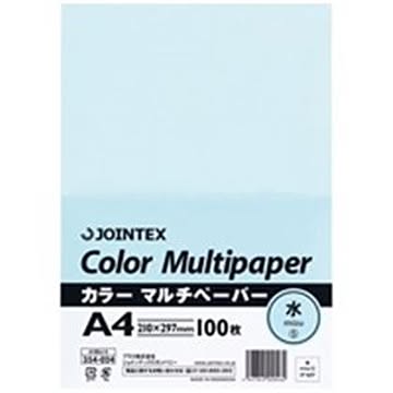 ジョインテックス カラーペーパー/コピー用紙 マルチタイプ A4 100枚×24冊入り 水色 A181J-5