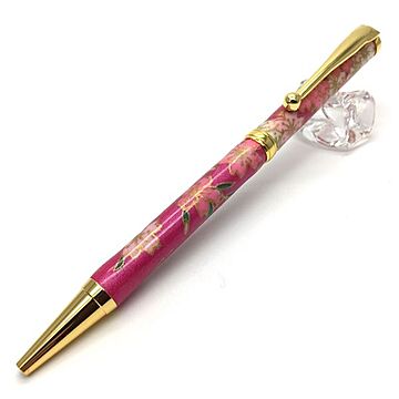 日本製 美濃和紙（友禅紙） ハンドメイドボールペン しだれ桜／紫色