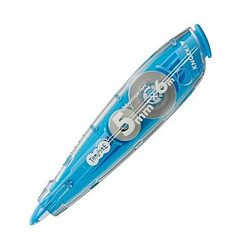 （まとめ） TANOSEEノック式修正テープ（使い切り） 5mm幅×6m ブルー 1セット（10個） 【×5セット】