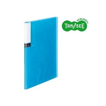 （まとめ）TANOSEE クリアブック（透明表紙） A4タテ 12ポケット ブルー 60冊