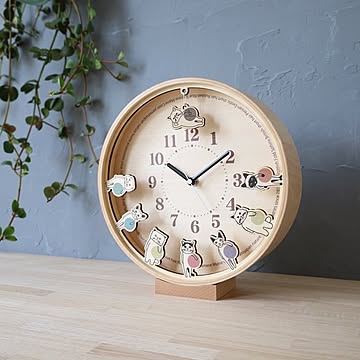 【ヤマト工芸/yamato japan】曲木時計　CATS　掛け置き兼用時計