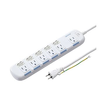 サンワサプライ個別スイッチ付省エネタップ 3P・6個口 5.0m TAP-S10N-5 1個