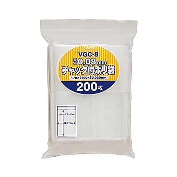 (まとめ) ジャパックス チャック付ポリ袋 ヨコ70×タテ100×厚み0.08mm VGC-8 1パック(200枚)  【×30セット】