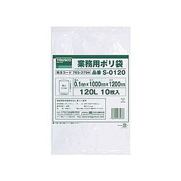 （まとめ）TRUSCO 業務用ポリ袋 0.1×120L S0120 1パック（10枚）【×5セット】
