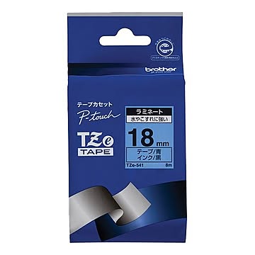 ブラザー工業 TZeテープ ラミネートテープ(青地/黒字) 18mm TZe-541
