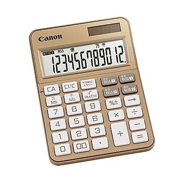 （まとめ）キヤノン カラフル電卓 ミニ卓上KS-125WUC-GD 12桁 ゴールド 2307C003 1台【×3セット】