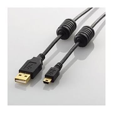 (まとめ)エレコム フェライトコア付きUSB2.0ケーブル U2C-MF15BK【×5セット】