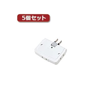 5個セットエレコム コーナータップ（雷ガード付き） T-KTR04WH T-KTR04WHX5