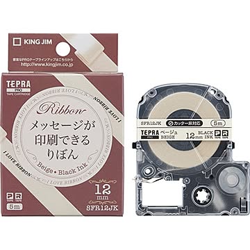 （まとめ） キングジム テプラテープりぼん ベージュ／黒字SFR12JK×10セット