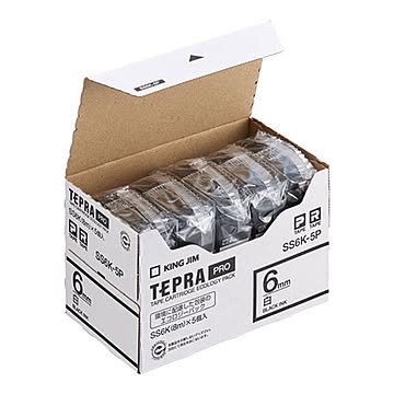（まとめ） キングジム PROテープ SS6K-5P 白に黒文字 6mm 5個×3セット
