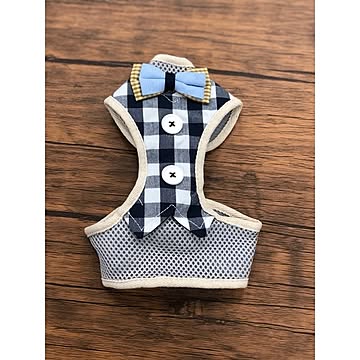 Pet Harness（ペットハーネス）リード付き S ブルー×チェック