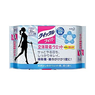 （まとめ） 花王 クイックルワイパー 立体吸着ウエット 32枚×10セット