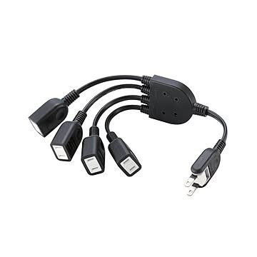 （まとめ）エレコム ACアダプタ用電源延長コード(2Pオス)-(2Pメス×4) ブラック 0.2m T-ADR4BK 1個【×5セット】