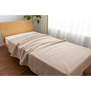 ウール100％ 毛布/寝具 【シングル ベージュ】 約140×200cm 洗える 日本製 保温性 吸湿性抜群 NIKKE×Niceday 〔ベッドルーム〕