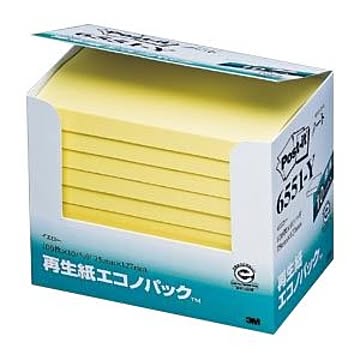 （まとめ） 住友スリーエム ポストイット(R) エコノパック(TM)製品シリーズ 10個入り 横127×縦75mm 6551-Y イエロー 10個入 【×2セット】