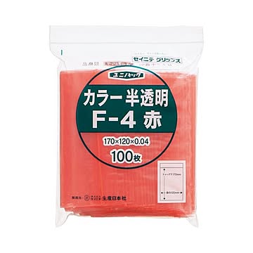 まとめ セイニチ チャック付袋 ユニパックカラー 半透明 ヨコ120×タテ170×厚み0.04mm 赤 F-4アカ 1パック100枚  ×10セット