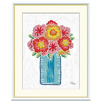 額絵 赤い花の花瓶 春田あかり 52x42cm 三幸