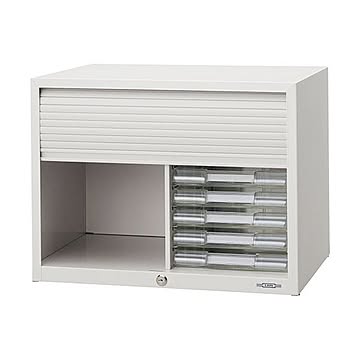 ライオン事務器シャッター扉付レターケース A4タテ ライトグレー 1台