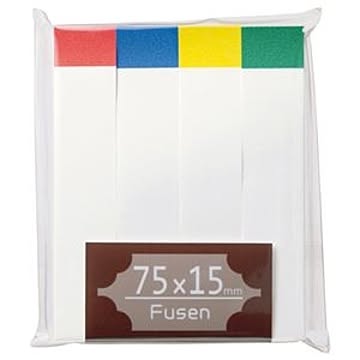 （まとめ） TANOSEE ふせん 75×15mm ホワイト（4色帯入） 1パック（4冊） 【×20セット】