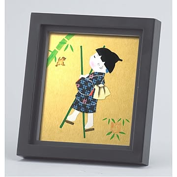 【ミニ色紙額】1/4色紙用　スタンド付き・壁掛け可能■和1/4色紙（136×121mm）ブラック