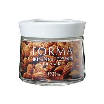 （まとめ）保存容器 ガラス フォルマ 密閉 ガラスポット 330ml ホワイト ×3セット