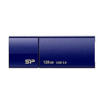 (まとめ）シリコンパワー USB3.0スライド式フラッシュメモリ 128GB ネイビー SP128GBUF3B05V1D 1個【×3セット】