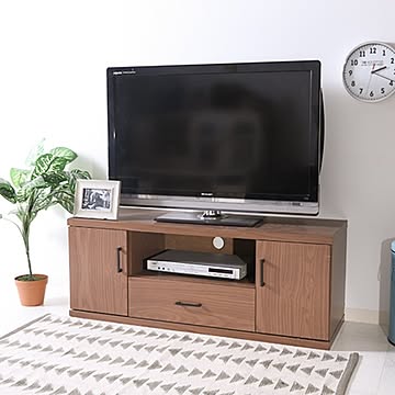 ローボード テレビ台 ラルゴ 幅118cm ブラウン 扉付き収納棚 組立品