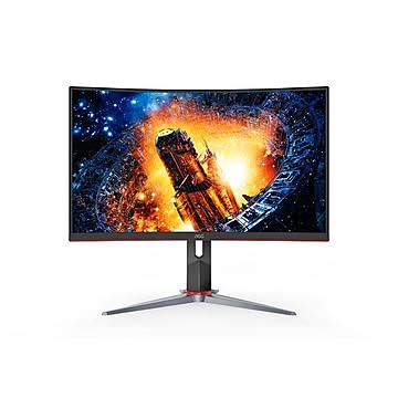 AOC 23.6型ワイド 165Hz対応 ゲーミング曲面 液晶ディスプレイ ブラック（FHD/DP/HDMI/D-Sub/昇降/スウィーベル） C24G2/11
