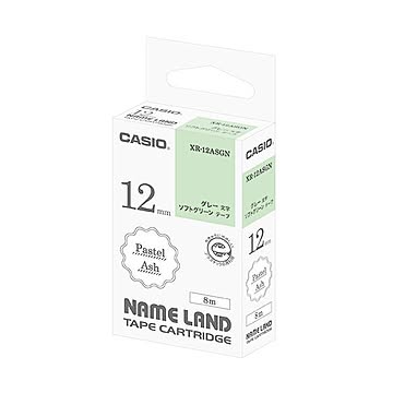 まとめカシオ NAME LANDパステルアッシュテープ 12mm ソフトグリーン/グレー文字 XR-12ASGN 1個×5セット