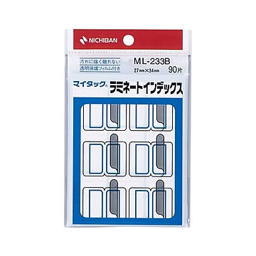 (まとめ) ニチバン マイタック ラミネートインデックス 保護フィルム付 大 27×34mm 青枠 ML-233B 1パック(90片：9片×10シート)  【×50セット】