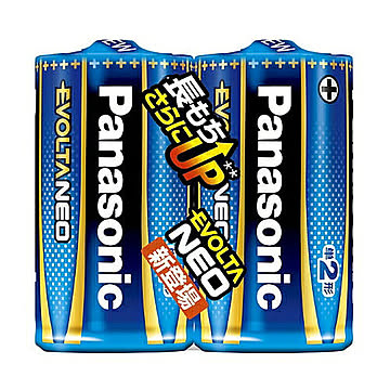 パナソニック Panasonic EVOLTA NEO エボルタネオ 単2形アルカリ乾電池 2本パック 日本製 LR14NJ/2SE 台風 防災グッズ 管理No. 4549077898562