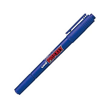 (まとめ) 三菱鉛筆 水性マーカー プロッキー 細字丸芯+極細 青 PM120T.33 1本 【×50セット】