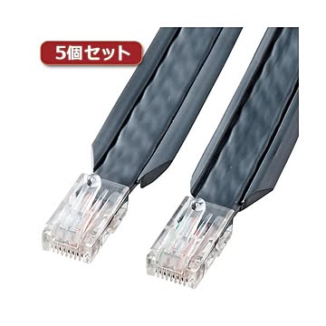 5個セット サンワサプライ アンダーカーペットLANケーブル（グレー・10m） KB-CP5-10X5