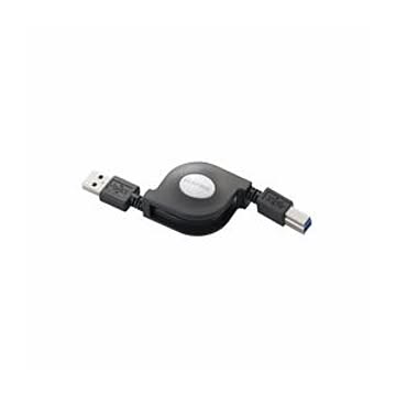 (まとめ)エレコム 巻き取りUSB3.0ケーブル(A-B) USB3-RL07BK【×3セット】