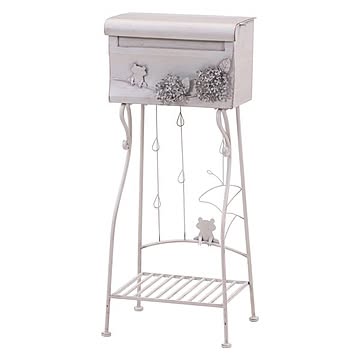 ポスト 郵便受け 幅42.5cm アジサイ ホワイト メールボックス 組立品 玄関 エントランス 入口 店舗 お店【代引不可】