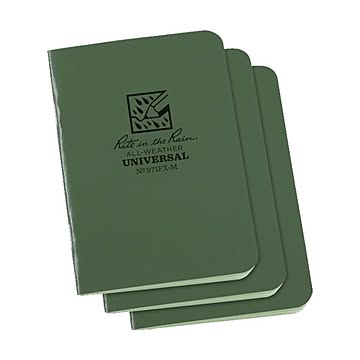 （まとめ） ライトインザレインミニステイプルノートブック グリーン 971FX-M 1パック（3冊） ×5セット