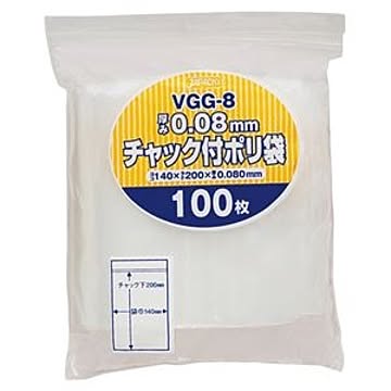 (まとめ) ジャパックス チャック付ポリ袋 ヨコ140×タテ200×厚み0.08mm VGG-8 1パック(100枚) 【×5セット】