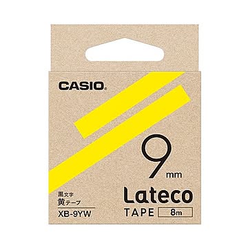 （まとめ）カシオ ラテコ 詰替用テープ9mm×8m 黄/黒文字 XB-9YW 1個【×10セット】