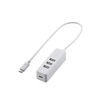 エレコム USB Type C ハブ/USB2.0/USB-Aメス3ポート/PD対応Type-C1ポート/ケーブル30cm/ホワイト U2HC-T431PWH