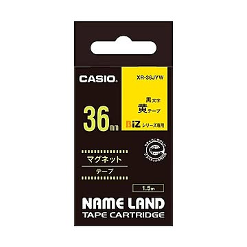 （まとめ） カシオ CASIO ネームランド NAME LAND マグネットテープ 36mm×1.5m 黄／黒文字 XR-36JYW 1個 【×2セット】