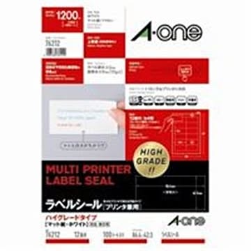 エーワン ラベルシール/宛名シール A4/12面 100枚 ハイグレードタイプ 76212