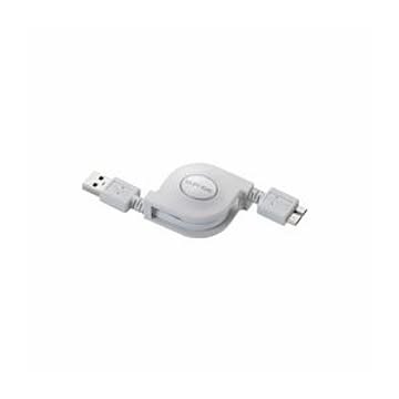 (まとめ)エレコム 巻き取りUSB3.0ケーブル(A-microB) USB3-AMBRL07WH【×3セット】